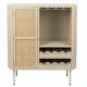 Vinothèque Basse Amaya Woody Armoire à Vins bois, Rotin Métal Meuble de Rangement Bar 38x90x100cm
