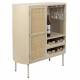 Vinothèque Basse Amaya Woody Armoire à Vins bois, Rotin Métal Meuble de Rangement Bar 38x90x100cm