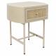 Chevet Amaya Woody Table de Nuit Bois, Rotin et Métal Guéridon d’Appoint un Tiroir 38x48x54cm