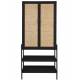 Armoire Yasu Dutchbone Vaisselier Métal, Bois et Rotin Meuble de Rangement Noir Deux Portes 36x70x160cm