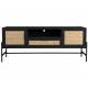 Meuble TV Yasu Dutchbone Enfilade Basse Métal Bois et Rotin Meuble de Rangement Noir 3 Portes 1 Niche 38x60x148cm