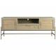 Meuble TV Yasu Dutchbone Enfilade Basse Métal Bois et Rotin Meuble de Rangement Beige 3 Portes 1 Niche 38x60x148cm