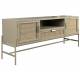 Meuble TV Yasu Dutchbone Enfilade Basse Métal Bois et Rotin Meuble de Rangement Beige 3 Portes 1 Niche 38x60x148cm