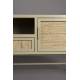 Meuble TV Yasu Dutchbone Enfilade Basse Métal Bois et Rotin Meuble de Rangement Beige 3 Portes 1 Niche 38x60x148cm