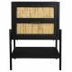 Guéridon Yasu Dutchbone Chevet Bois, Métal et Rotin Table de Nuit 2 Tiroirs 1 Etagère 35x45x64cm
