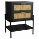 Guéridon Yasu Dutchbone Chevet Bois, Métal et Rotin Table de Nuit 2 Tiroirs 1 Etagère 35x45x64cm