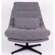 Fauteuil Wilmington Athezza Siège de Salon Pivotant Assise Tissu Gris et Acier 82x84x94cm