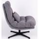 Fauteuil Wilmington Athezza Siège de Salon Pivotant Assise Tissu Gris et Acier 82x84x94cm