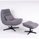 Fauteuil Wilmington Athezza Siège de Salon Pivotant Assise Tissu Gris et Acier 82x84x94cm