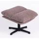 Repose Pied Wilmington Athezza Pouf d’Appoint Assise Tissu Châtaigne et Acier 43x49x54cm