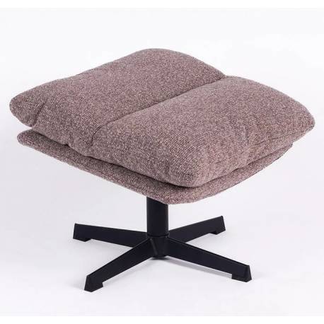 Repose Pied Wilmington Athezza Pouf d’Appoint Assise Tissu Châtaigne et Acier 43x49x54cm