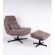 Repose Pied Wilmington Athezza Pouf d’Appoint Assise Tissu Châtaigne et Acier 43x49x54cm