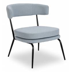 Fauteuil Rigel Athezza Chaise de Salon Métal Noir et Tissu Bleu Ciel Assise Basse Design 68x70x72cm