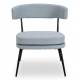Fauteuil Rigel Athezza Chaise de Salon Métal Noir et Tissu Bleu Ciel Assise Basse Design 68x70x72cm