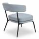 Fauteuil Rigel Athezza Chaise de Salon Métal Noir et Tissu Bleu Ciel Assise Basse Design 68x70x72cm