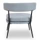 Fauteuil Rigel Athezza Chaise de Salon Métal Noir et Tissu Bleu Ciel Assise Basse Design 68x70x72cm