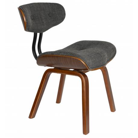Chaise Design Lounge Blackwood Dutchbone Tendance Siège de Salon en Bois et Tissu Gris 51x55,5x78cm