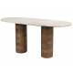 Table Basse Kouk Woody Table de Salon Ovale Manguier et Marbre Sellette d’Appoint 40x43x100cm