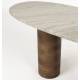 Table Basse Kouk Woody Table de Salon Ovale Manguier et Marbre Sellette d’Appoint 40x43x100cm