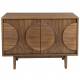 Buffet Groove Zuiver Meuble de Rangement 2 Portes Vaisselier Frêne Finition Noyer 40x58x82cm