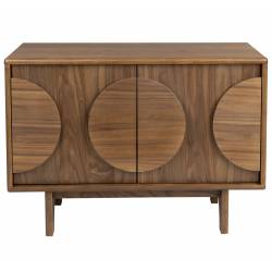 Buffet Groove Zuiver Meuble de Rangement 2 Portes Vaisselier Frêne Finition Noyer 40x58x82cm