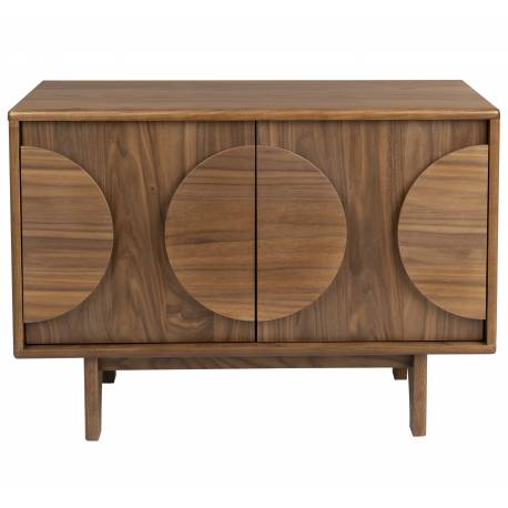 Buffet Groove Zuiver Meuble de Rangement 2 Portes Vaisselier Frêne Finition Noyer 40x58x82cm