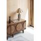 Buffet Groove Zuiver Meuble de Rangement 2 Portes Vaisselier Frêne Finition Noyer 40x58x82cm
