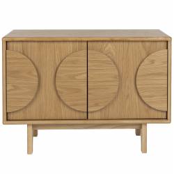 Buffet Groove Zuiver Meuble de Rangement 2 Portes Vaisselier Chêne Finition Naturelle 40x58x82cm