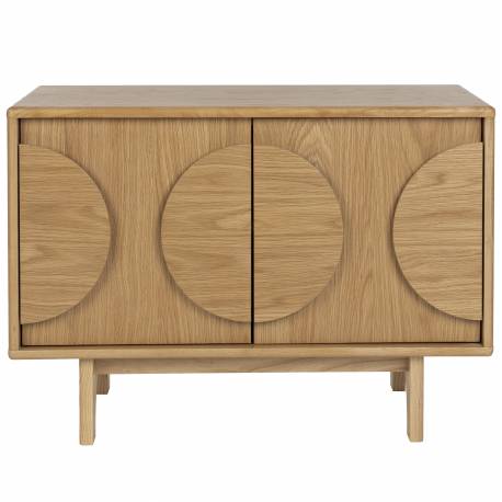 Buffet Groove Zuiver Meuble de Rangement 2 Portes Vaisselier Chêne Finition Naturelle 40x58x82cm