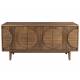 Bahut Groove Zuiver Buffet de Rangement 3 Portes Vaisselier Frêne Finition Noyer 40x58x120cm