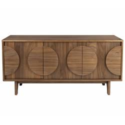 Bahut Groove Zuiver Buffet de Rangement 3 Portes Vaisselier Frêne Finition Noyer 40x58x120cm