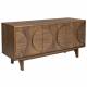 Bahut Groove Zuiver Buffet de Rangement 3 Portes Vaisselier Frêne Finition Noyer 40x58x120cm