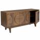 Bahut Groove Zuiver Buffet de Rangement 3 Portes Vaisselier Frêne Finition Noyer 40x58x120cm