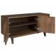 Bahut Groove Zuiver Buffet de Rangement 3 Portes Vaisselier Frêne Finition Noyer 40x58x120cm