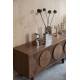 Bahut Groove Zuiver Buffet de Rangement 3 Portes Vaisselier Frêne Finition Noyer 40x58x120cm