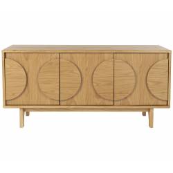 Bahut Groove Zuiver Buffet de Rangement 3 Portes Vaisselier Chêne Finition Naturelle 40x58x120cm