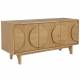 Bahut Groove Zuiver Buffet de Rangement 3 Portes Vaisselier Chêne Finition Naturelle 40x58x120cm
