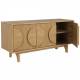 Bahut Groove Zuiver Buffet de Rangement 3 Portes Vaisselier Chêne Finition Naturelle 40x58x120cm
