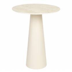 Guéridon Bas Joya Woody Bout de Canapé Métal et Céramique Sellette d’Appoint Ronde Design 40x40x52cm