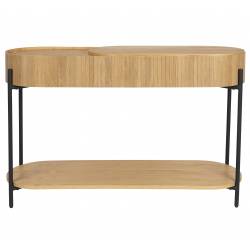 Console Slides Zuiver Enfilade Bois et Métal Meuble de Rangement 2 Niveaux Table d’Appoint 36x75x120cm