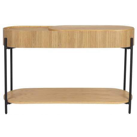 Console Slides Zuiver Enfilade Bois et Métal Meuble de Rangement 2 Niveaux Table d’Appoint 36x75x120cm