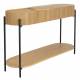 Console Slides Zuiver Enfilade Bois et Métal Meuble de Rangement 2 Niveaux Table d’Appoint 36x75x120cm