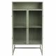 Armoire Haute Herbe Woody Vaisselier Métal Bois et Verre Meuble de Rangement sur Pied 35x60x105cm