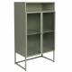 Armoire Haute Herbe Woody Vaisselier Métal Bois et Verre Meuble de Rangement sur Pied 35x60x105cm