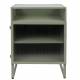 Guéridon Herbe Woody Meuble d’Appoint Métal Bois et Verre Meuble de Rangement sur Pied 38x45x58cm