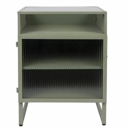 Guéridon Herbe Woody Meuble d’Appoint Métal Bois et Verre Meuble de Rangement sur Pied 38x45x58cm