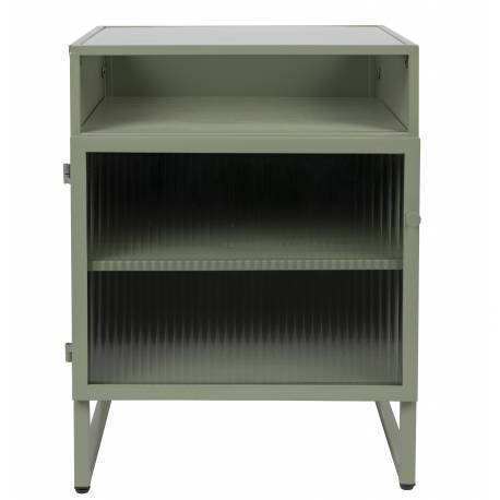 Guéridon Herbe Woody Meuble d’Appoint Métal Bois et Verre Meuble de Rangement sur Pied 38x45x58cm