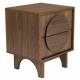 Chevet Groove Zuiver Table de Nuit 2 Tiroirs Guéridon Frêne Finition Noyer 40x45x55cm