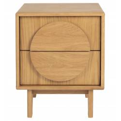Chevet Groove Zuiver Table de Nuit 2 Tiroirs Guéridon Chêne Naturel 40x45x55cm