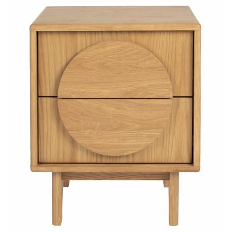 Chevet Groove Zuiver Table de Nuit 2 Tiroirs Guéridon Chêne Naturel 40x45x55cm